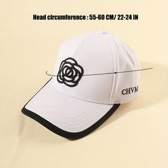 Camellia Embroidery Cotton Baseball Cap Block Sun Hat Adjustable Dad Hats