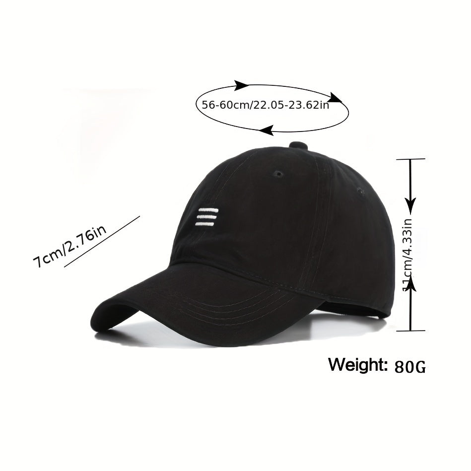 Three Stripe Embroidery Baseball Cap Solid Cotton Sun Hat Casual Dad Hats
