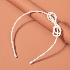 Pearl Bow Headband for Girls Skinny Sweet Princess Headdress for Women
