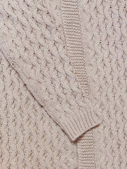  Solid Cable Long Sleeve Hooded Cardigan