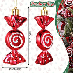 6pcs Glitter Christmas Candy Hanging Ornaments Holiday Party Favor