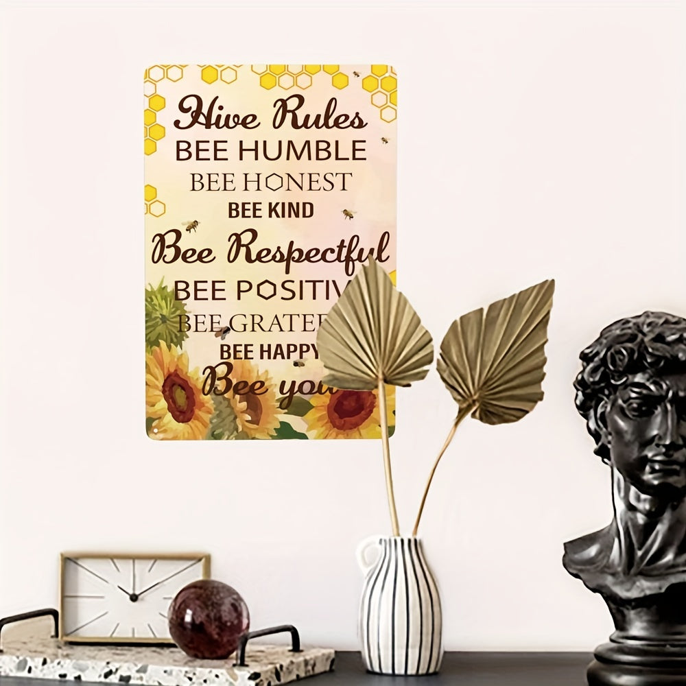 Sunflower Bee Kind Metal Tin Sign Wall Plaque