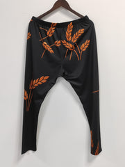  Casual Leggings Women's Plus Ears Of Rice Print High Rise Leggings