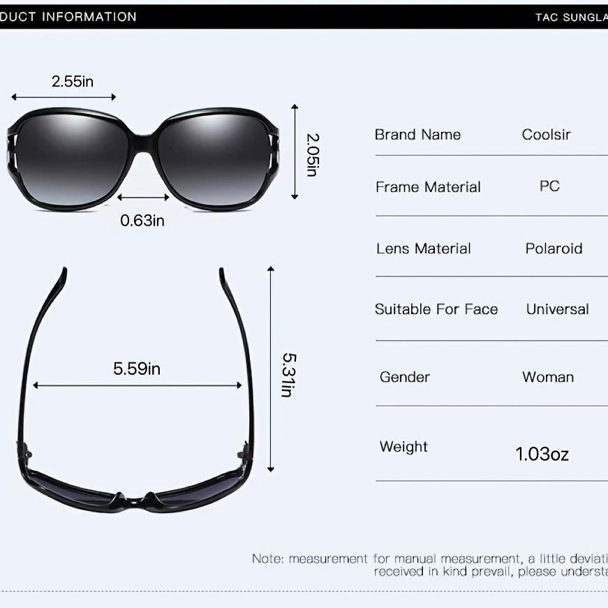 Women's Polarized Large Frame Driving Sunglasses UV Blocking