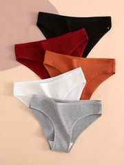 5pcs Ribbed Briefs Stretchy Intimates Panties Women's Lingerie