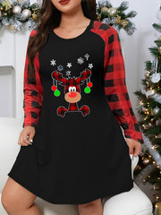  Christmas Lounge Dress Women's Plus Elk & Snowflake Graphic Nightdress