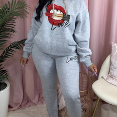  Red Lip Art Hoodie & Sweatpants Set