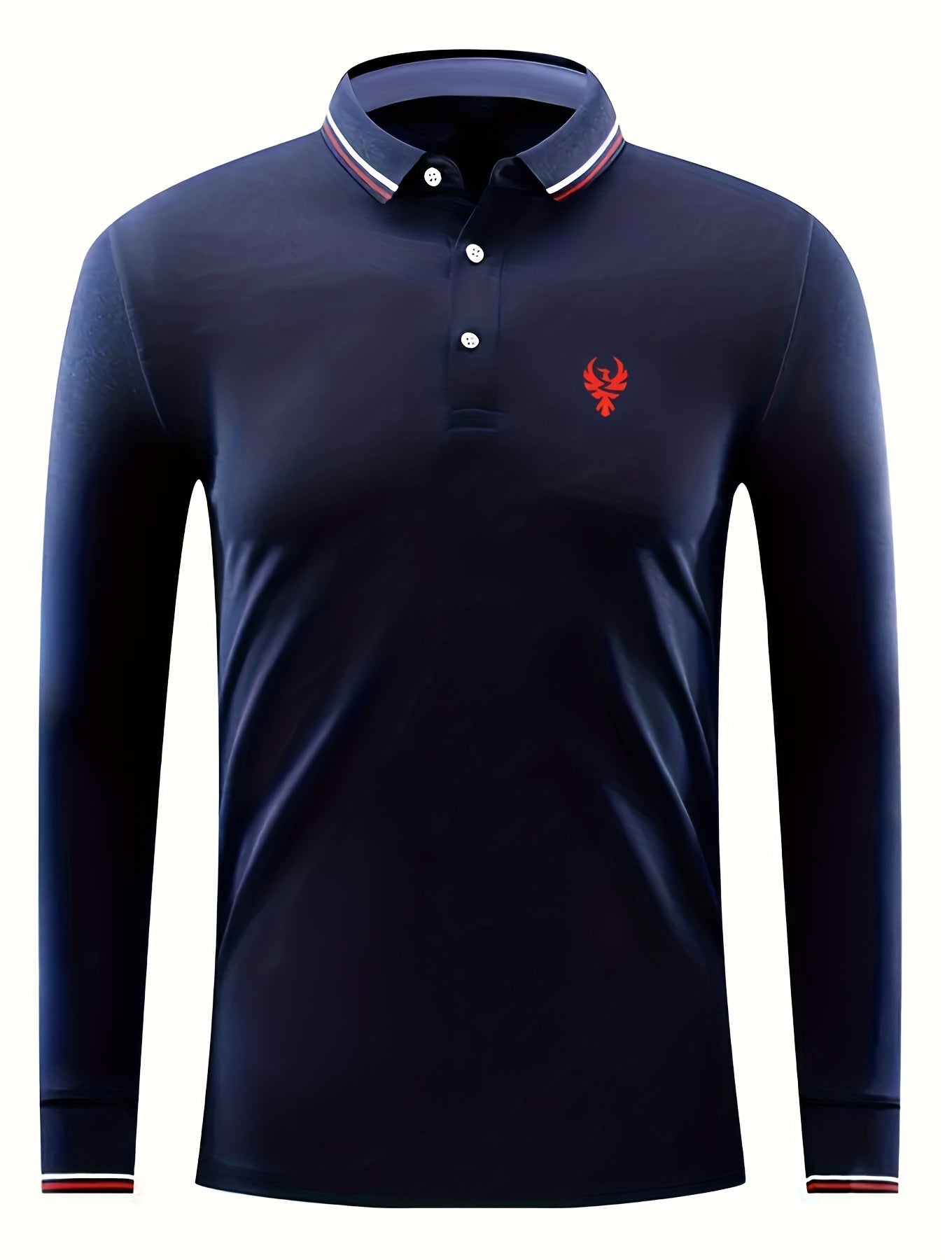 Men's Golf Shirt Eagle Print Long Sleeve Tennis Shirt