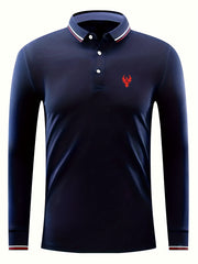 Men's Golf Shirt Eagle Print Long Sleeve Tennis Shirt