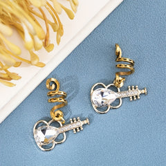 10pcs Guitar Crystal Hair Rings Hippie Style Hair Accessories