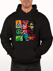 Peace Sign Print Hoodie Men's Casual Pullover Hooded Sweatshirt
