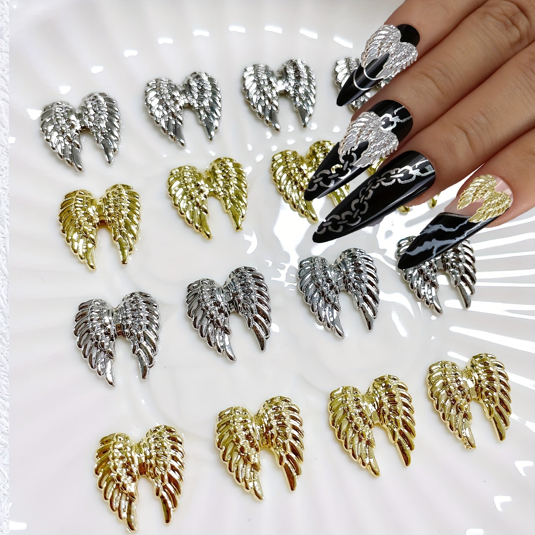10pc Angel Devil's Wing Nail Charms for DIY or Salons