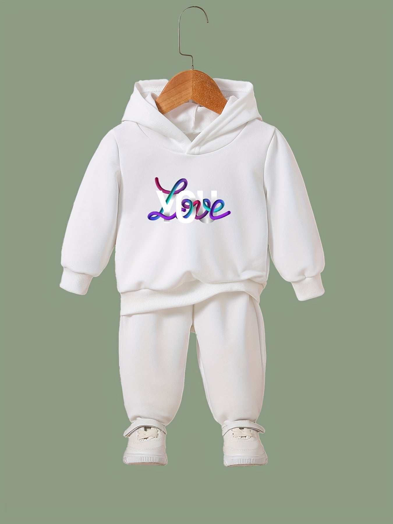 OERYUI 2pcs YOU Letter Print Hoodies Pants Set Boys Girls Spring Fall