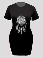  Dream Catcher Print Tee Dress