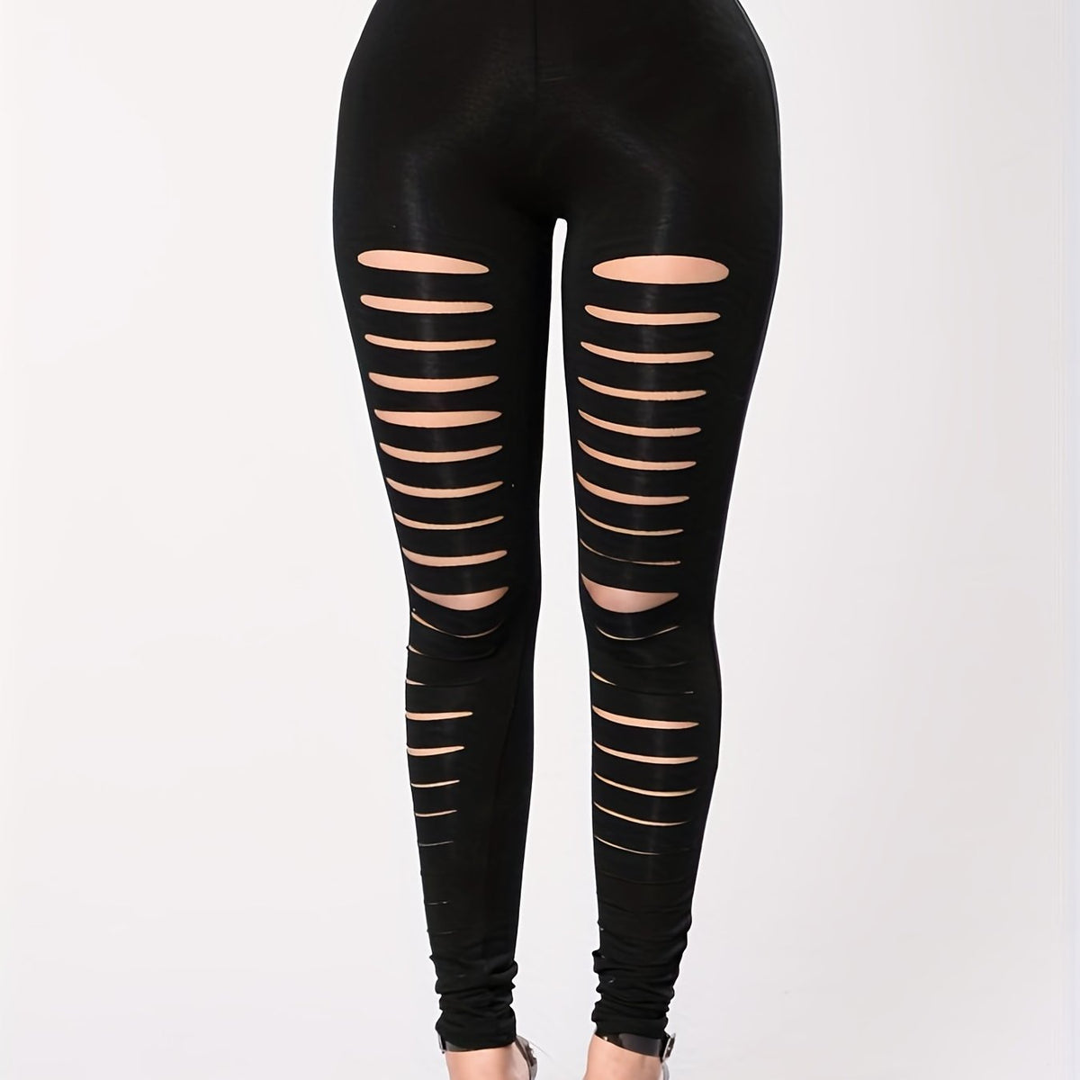 High Waist Ripped Skinny Leggings Casual Stretchy Legging