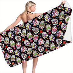 Colorful Skull Pattern Beach Towel Quick Drying Soft Absorbent Towel