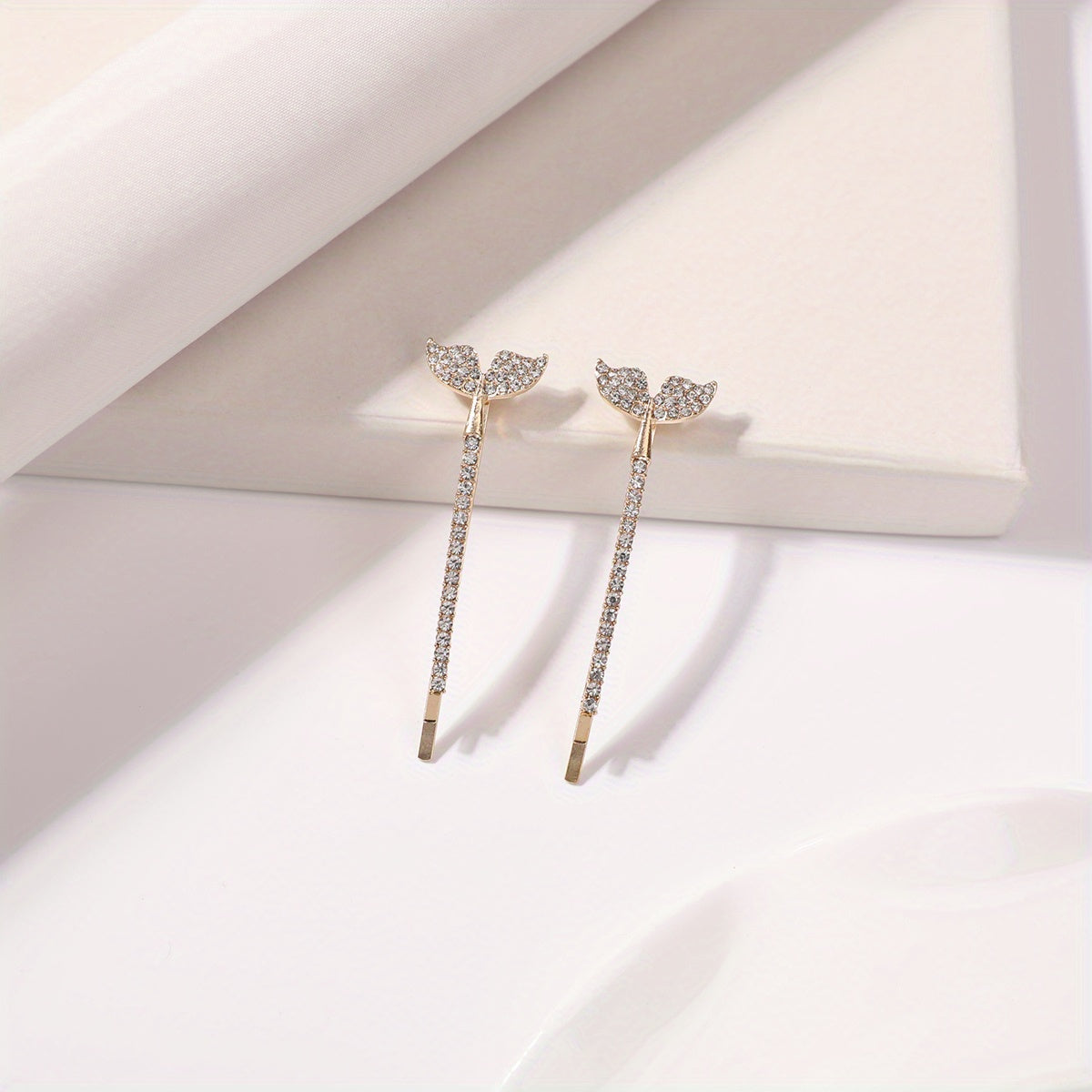 2pcs Mermaid Tail Hair Clip Bobby Pin Barrette Rhinestone Hair Slides Clip