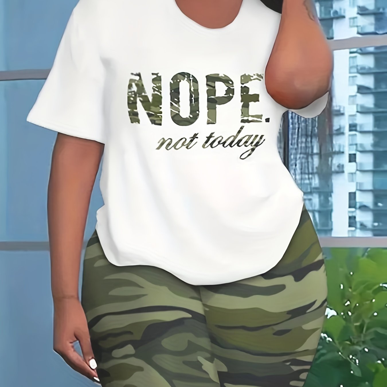  Camo Print Top & Shorts Set