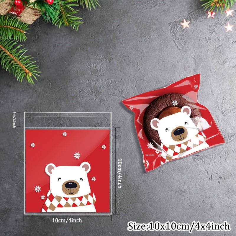 100pcs Santa Claus Pattern Gift Bag for Christmas Celebration