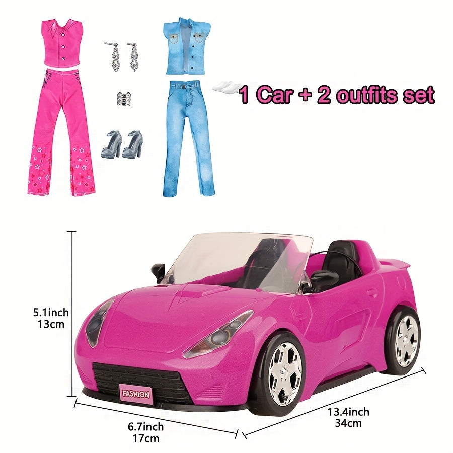 Princess Doll Convertible Car Set with Outfits & Accessories