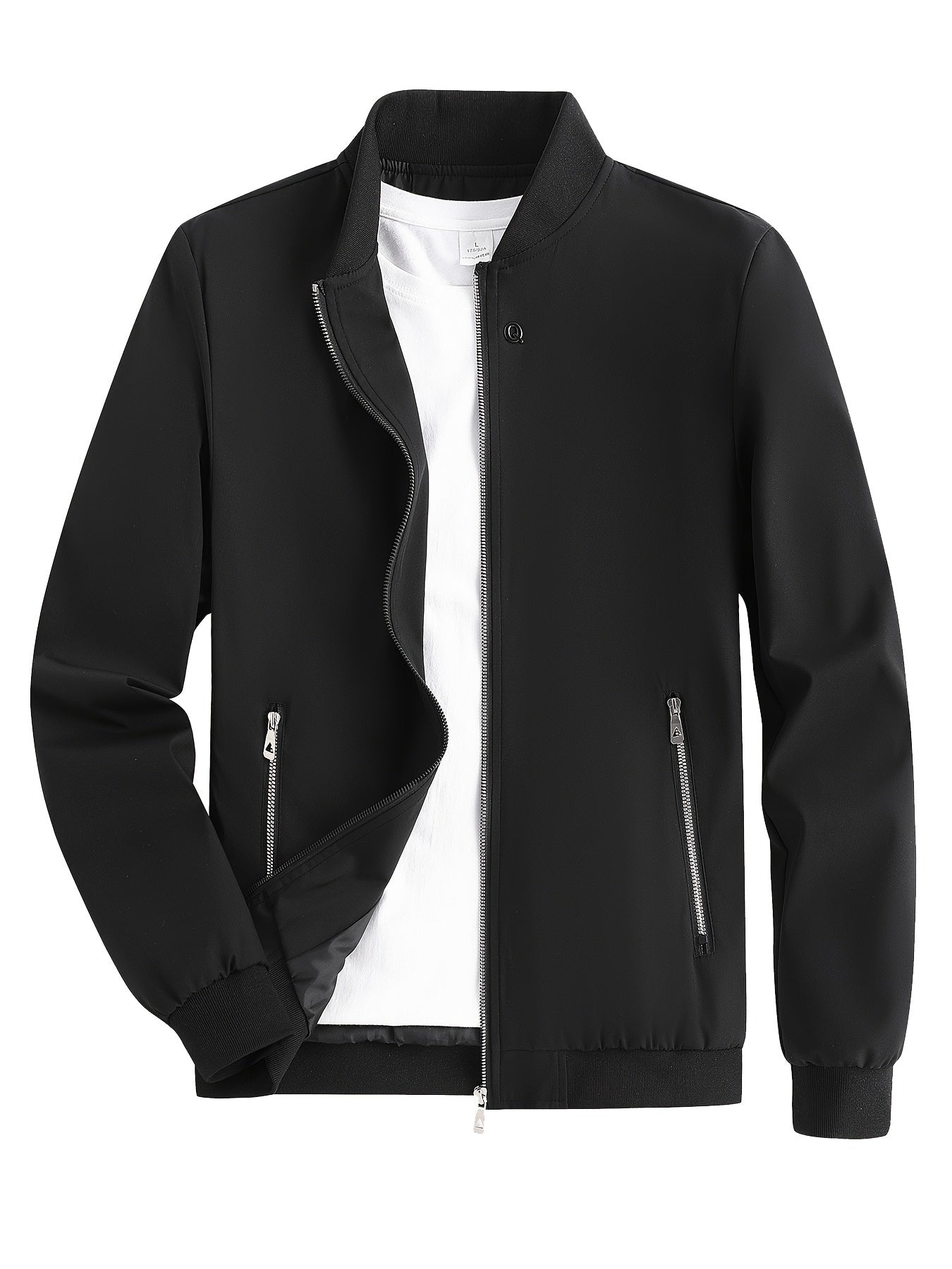 RQ Zipper Long Sleeves Jacket Stand Collar Windproof Slim Fit