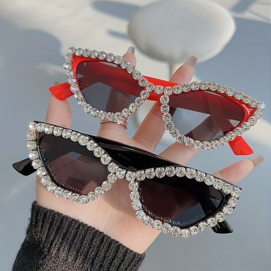 Vintage Rhinestone Cat Eye Sunglasses Y2K Women Eyewear