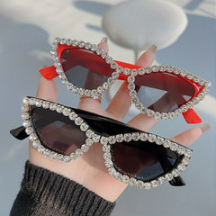 Vintage Rhinestone Cat Eye Sunglasses Y2K Women Eyewear