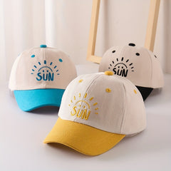 Kids Sunshade Breathable Baseball Cap with Sun Embroidery