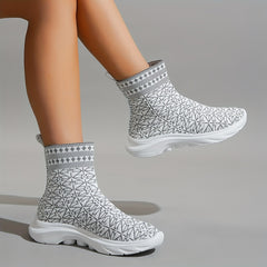 Women's High Top Sock Boots Slip On Ankle Boots