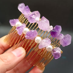 Amethyst Pearl Hair Comb Clip Headwear Accessories for Women