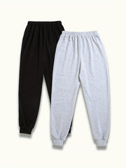 2 Pack Plus Size Casual Sports Pants Women's Plus Butterfly & Heart Print