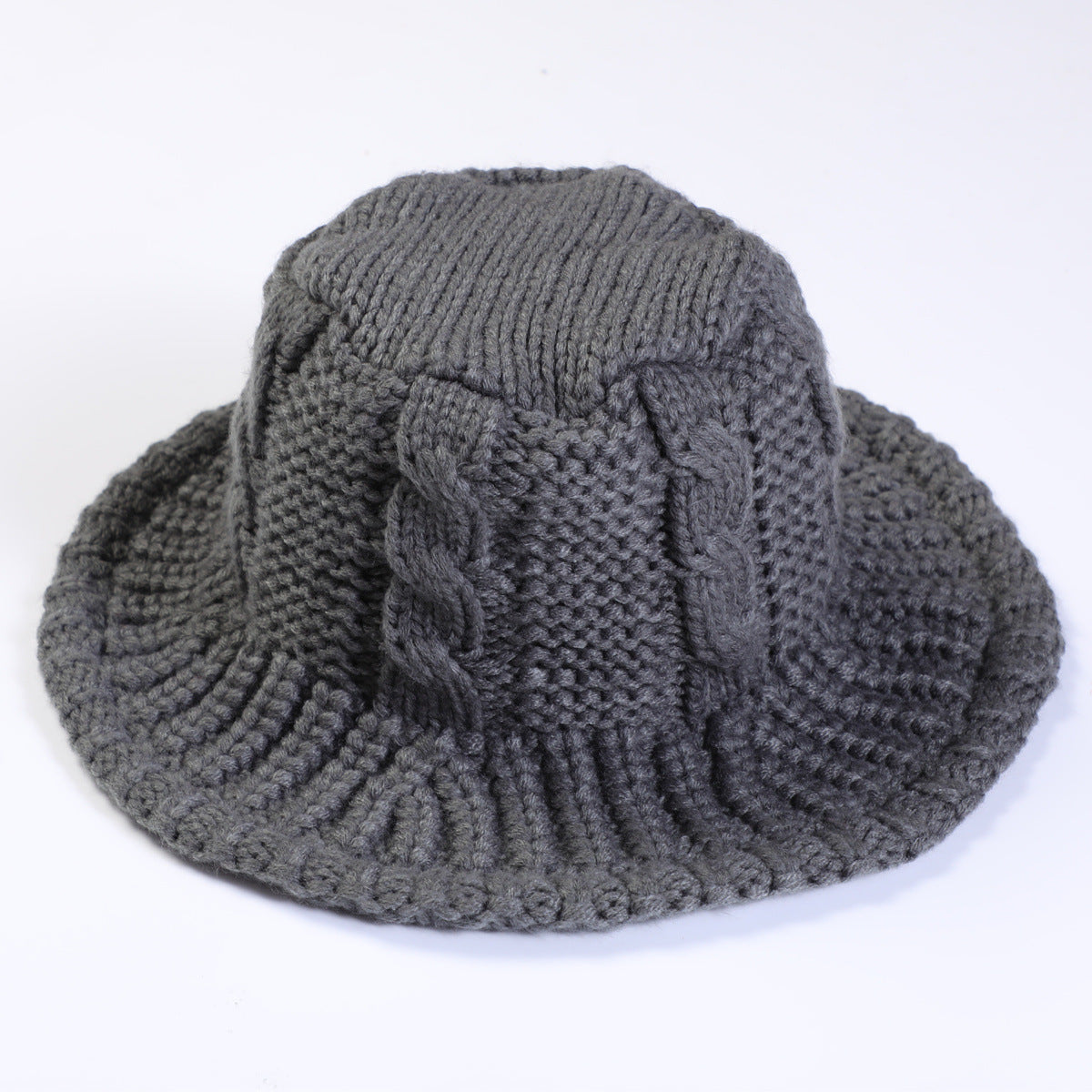 Cable Pattern Coldproof Thermal Women Knit Bucket Hat
