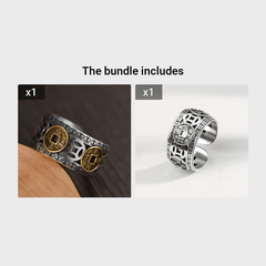 Lucky Five Emperor Copper Money Retro Domineering Ring
