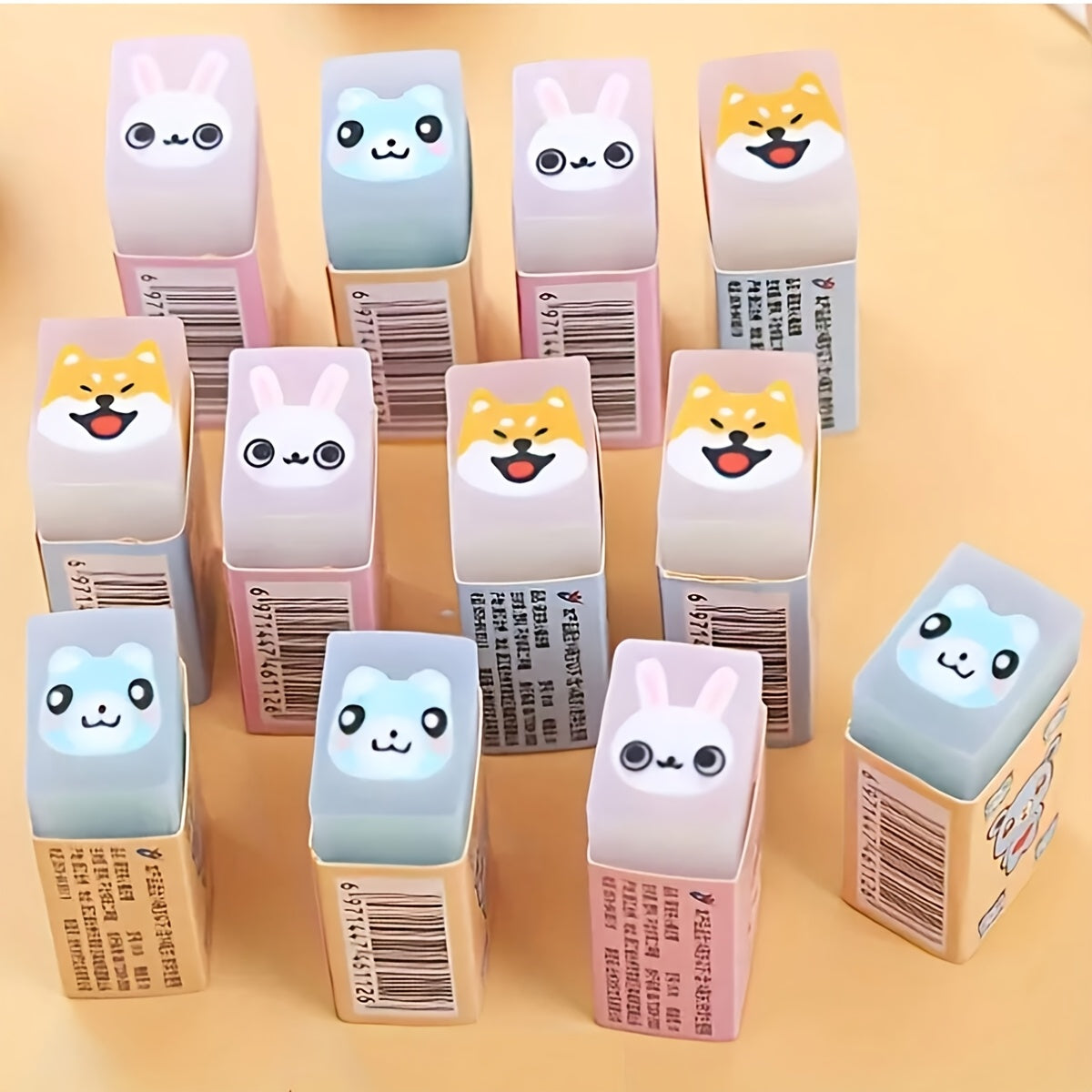 3 Animal & Dinosaur Erasers Fun Pet PVC Pink School Supplies Prize Favors