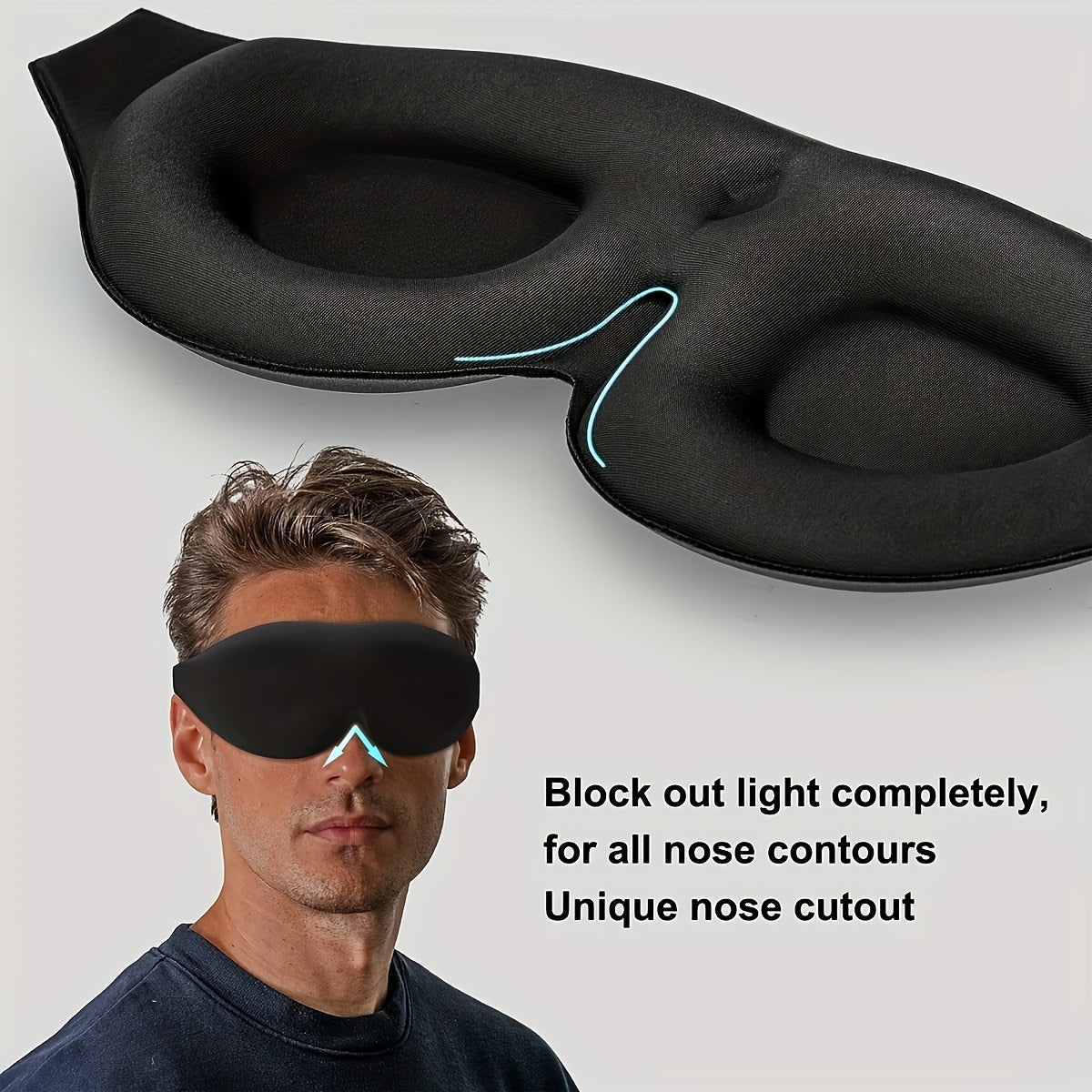 3D Contoured Sleep Eye Mask Soft Blindfold Adjustable Strap