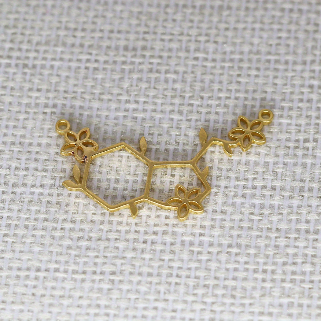Serotonin Molecule Flower Charm Pendant Stainless Steel