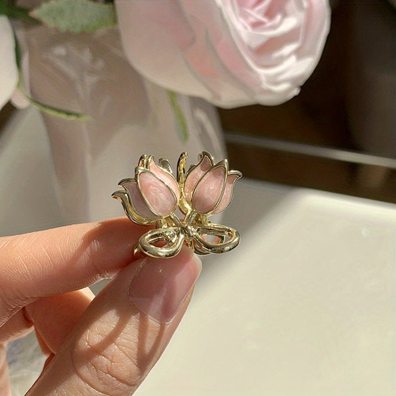 Tulip Hair Claw Flower Metal Hair Clip Ponytail Holder Girls Women
