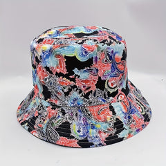Vintage Paisley Print Bucket Hat Reversible Lightweight Sun Hat for Women Men