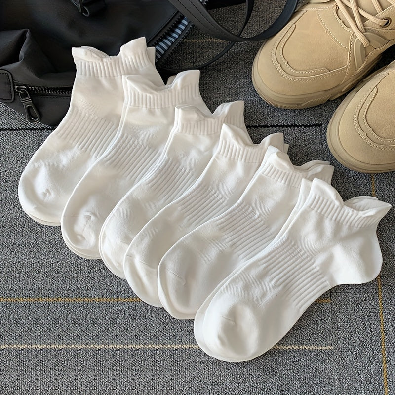 6 Pairs Solid Ankle Socks for Women, Comfy & Breathable Sports Stockings