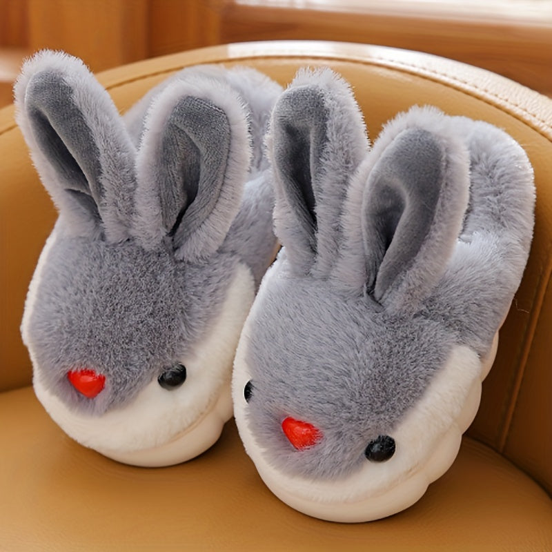 Girls' Rabbit Furry House Shoes - Non Slip Soft Bottom - Indoor Winter