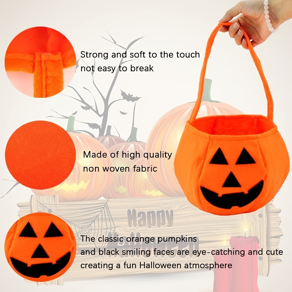 3pcs Pumpkin Candy Bag Trick Or Treat Halloween Pumpkin Bag