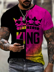 Colorful King Letter Graphic Print Men's T Shirt