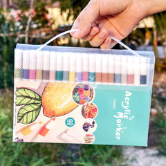 12 24 36 48 60 80 Colors Acrylic Paint Marker Set Waterproof Non Toxic Washable