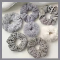 7pcs Fluffy Scrunchies Faux Fur Furry Scrunchies Fur Hair Bands