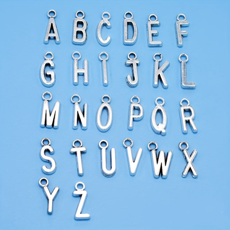 26pcs Antique Silver English Alphabet A Charms Pendant DIY Jewelry Making
