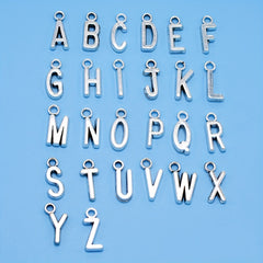 26pcs Antique Silver English Alphabet A Charms Pendant DIY Jewelry Making