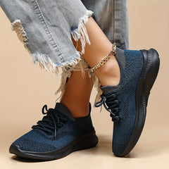 Women's Breathable Woven Sneakers Lightweight Lace Up Shoes