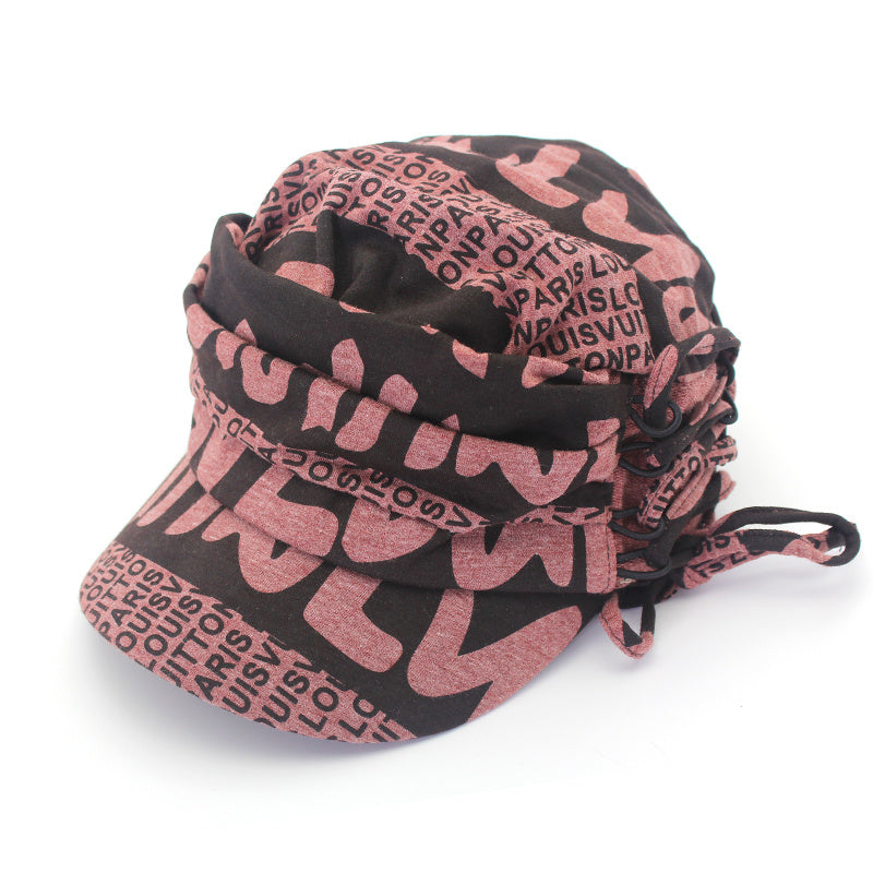 Pink Camouflage Newsboy Hat Short Brim Flat Top Hat