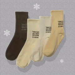 12 Pairs Letter Print Crew Sports Socks Women's Stockings