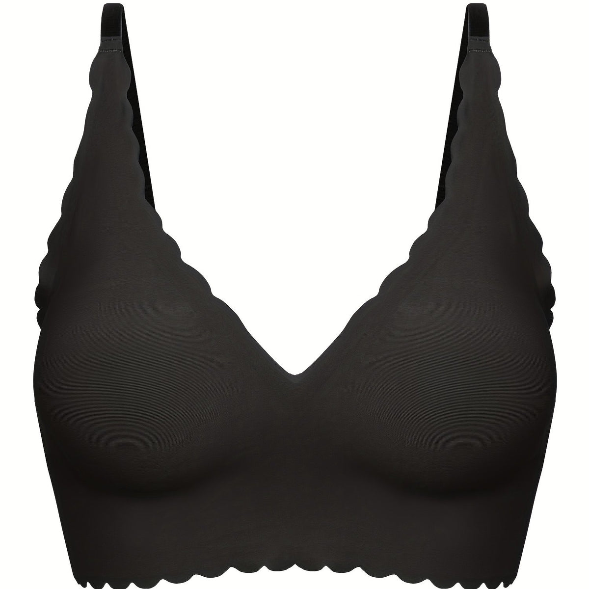 Scallop Trim Wireless Bra Skin-Friendly Seamless Lingerie